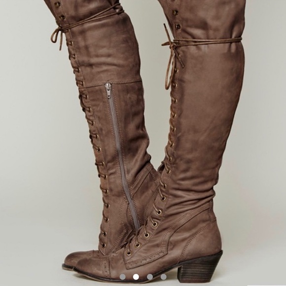 Free People Joe Lace-Up Over-the-Knee Boots - Picture 2 of 7